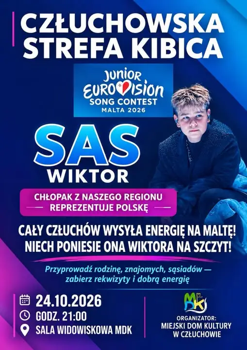 Człuchów kibicuje Wiktorowi Sasowi w Eurovision Junior 2026