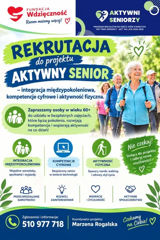 Gmina Przechlewo zaprasza seniorów 60+ do projektu „Aktywny Senior”