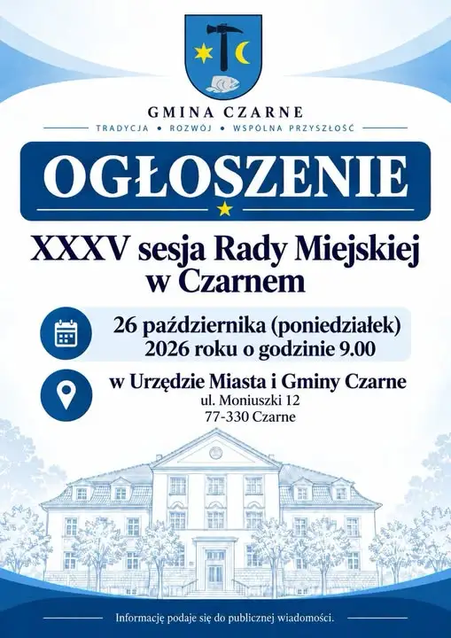 XXXV sesja Rady Miejskiej w Czarnem – obrady 26 października